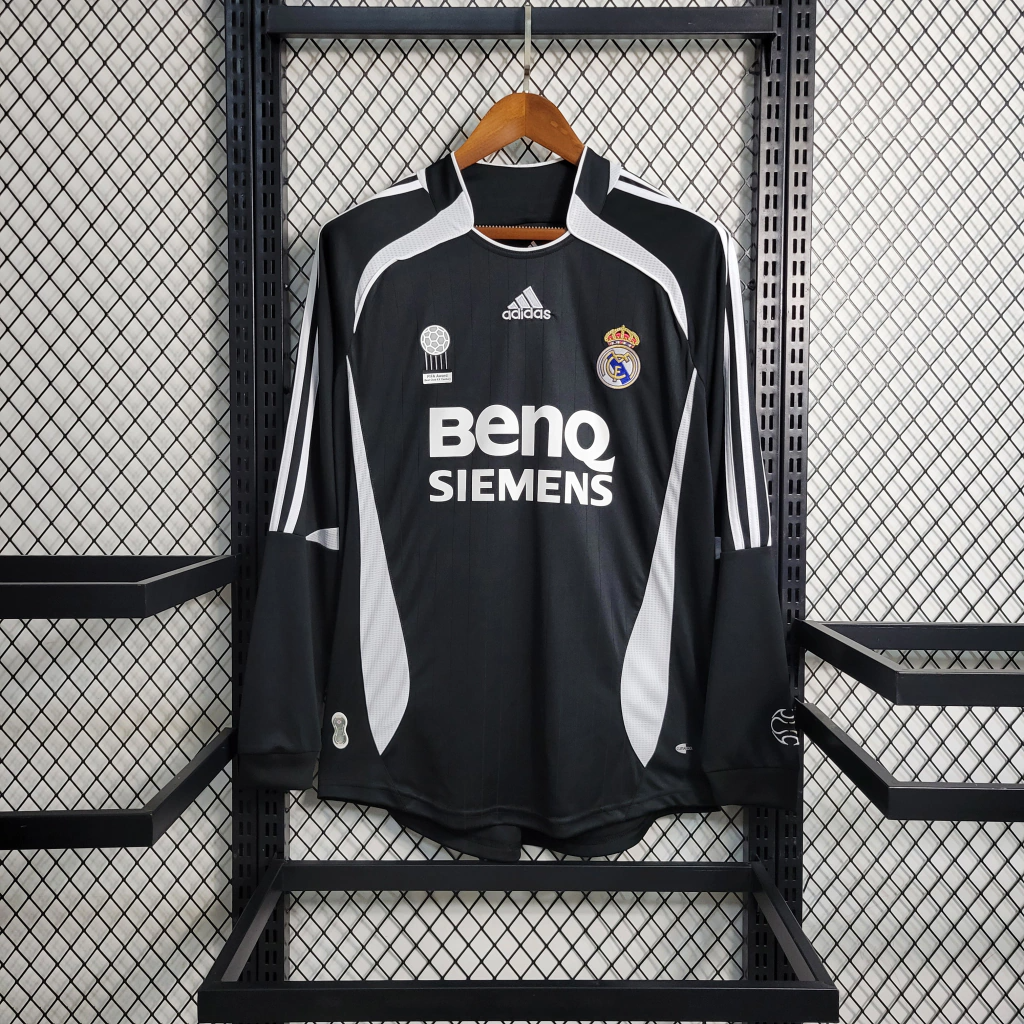 Camisa Real Madrid Away 2006/07 Manga Longa - Retrô Adidas Masculina - Preta