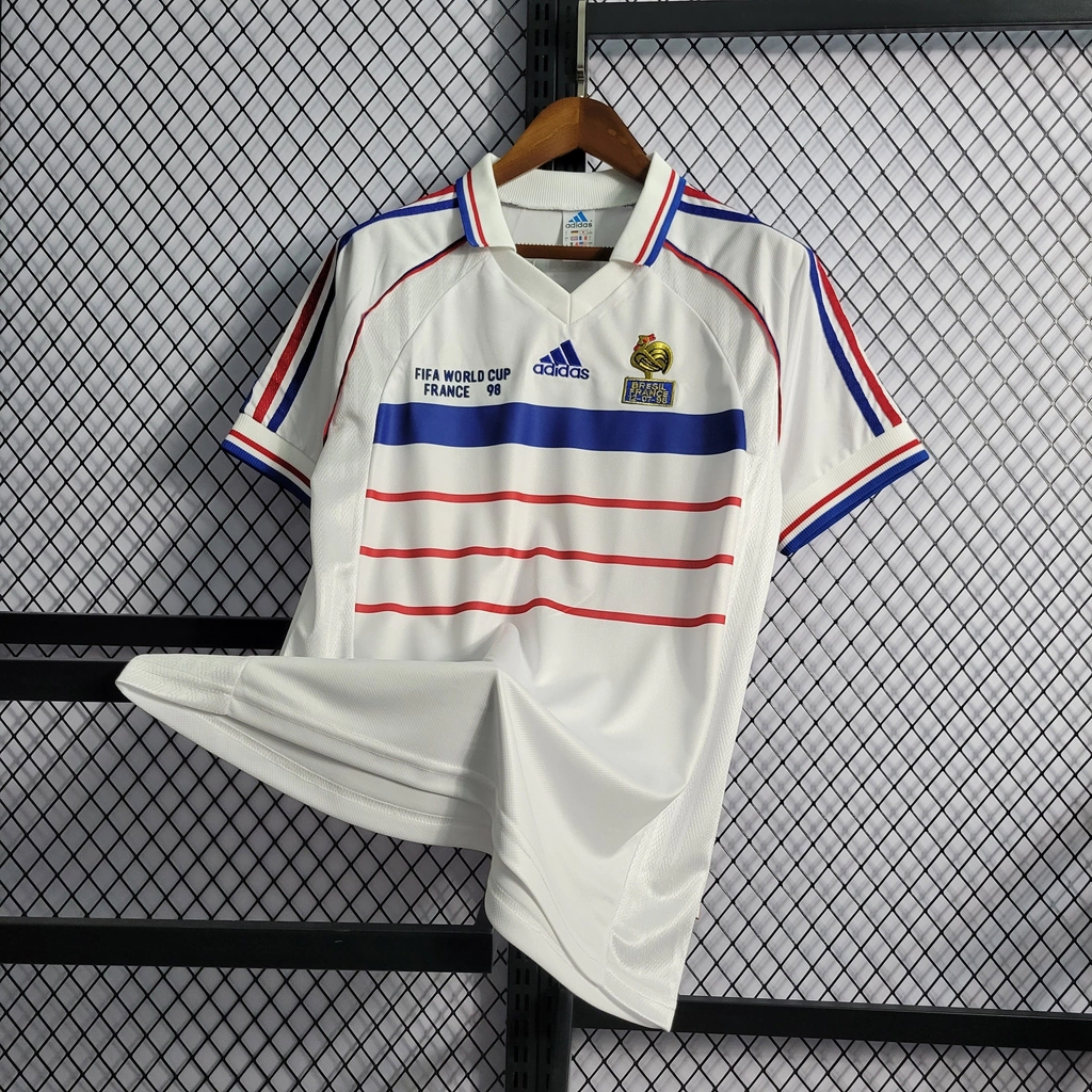 Camisa França Away 1998 - Retrô Adidas Masculino - Branco