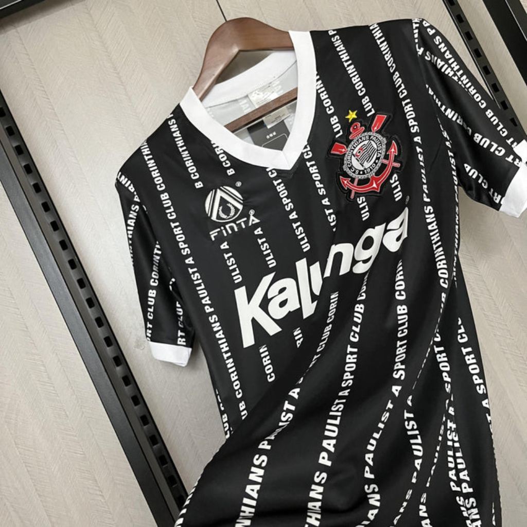 Camisa Corinthians Away 1994/95 - Retrô Finta Masculino - Preto e Branco