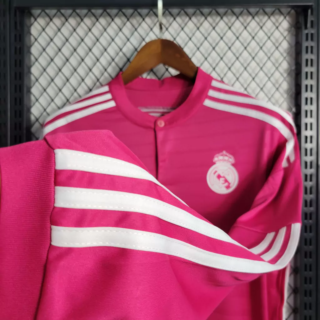 Camisa Real Madrid Away 2014/15 Manga Longa - Retrô Adidas Masculina - Rosa