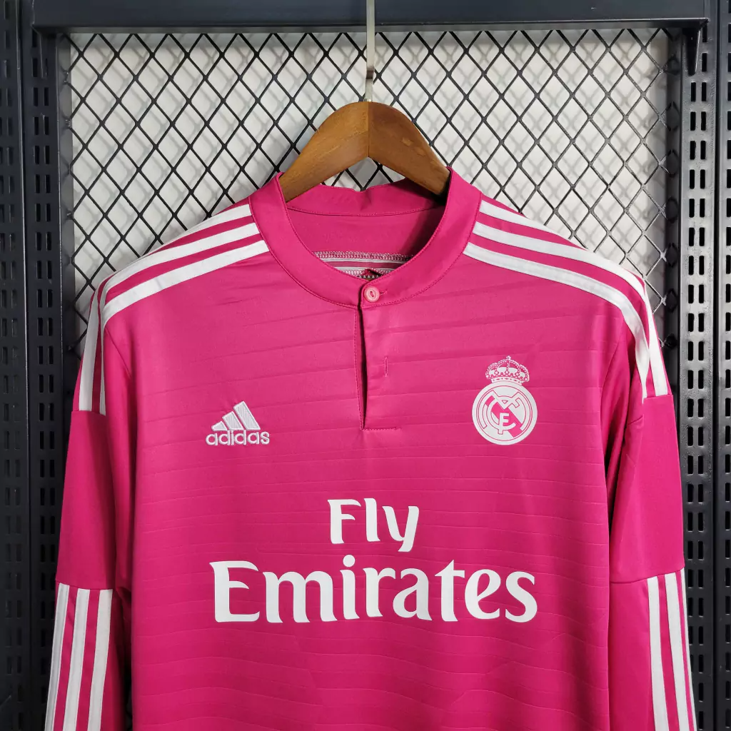 Camisa Real Madrid Away 2014/15 Manga Longa - Retrô Adidas Masculina - Rosa