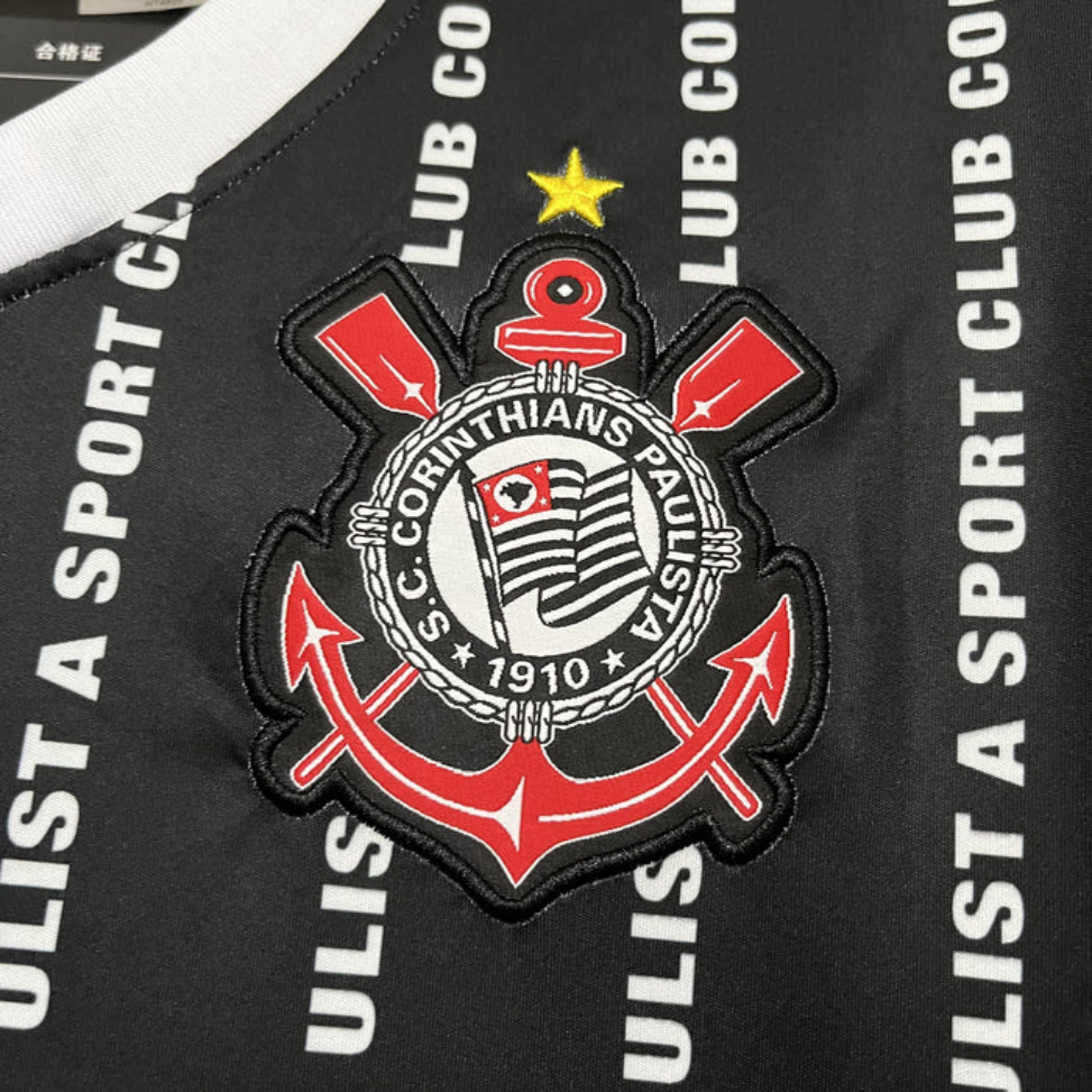 Camisa Corinthians Away 1994/95 - Retrô Finta Masculino - Preto e Branco