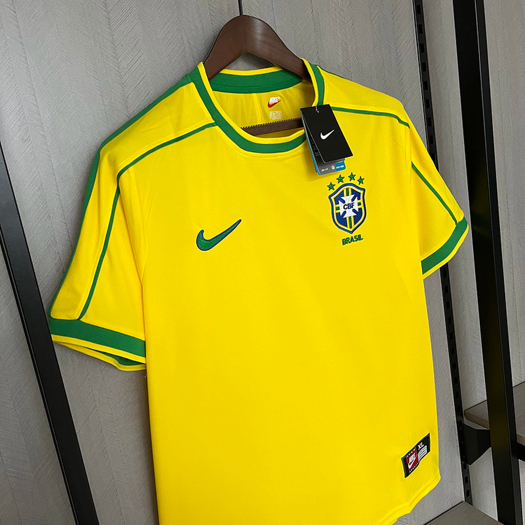 Camisa Brasil Home 1998 - Retrô Nike Masculino - Amarelo