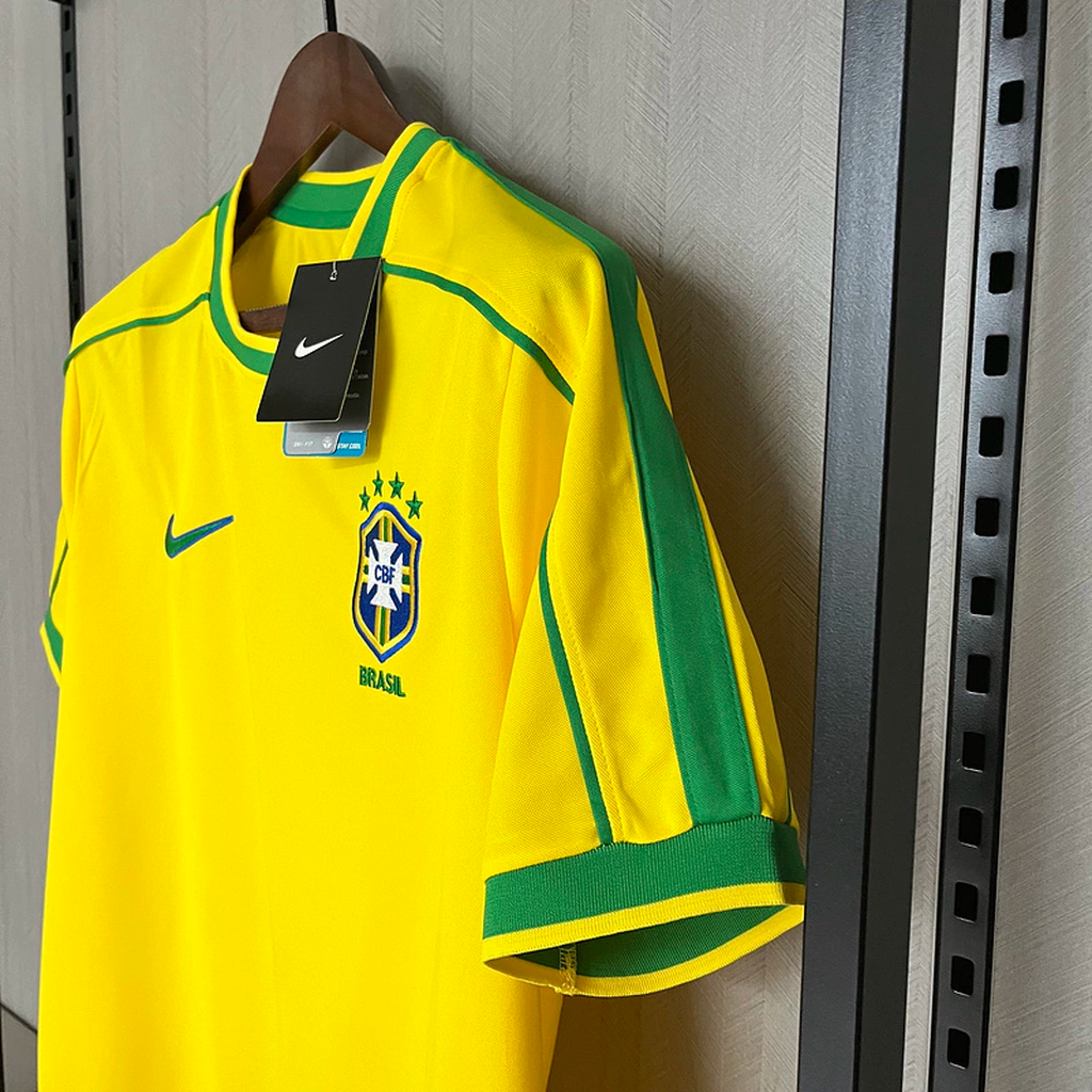 Camisa Brasil Home 1998 - Retrô Nike Masculino - Amarelo