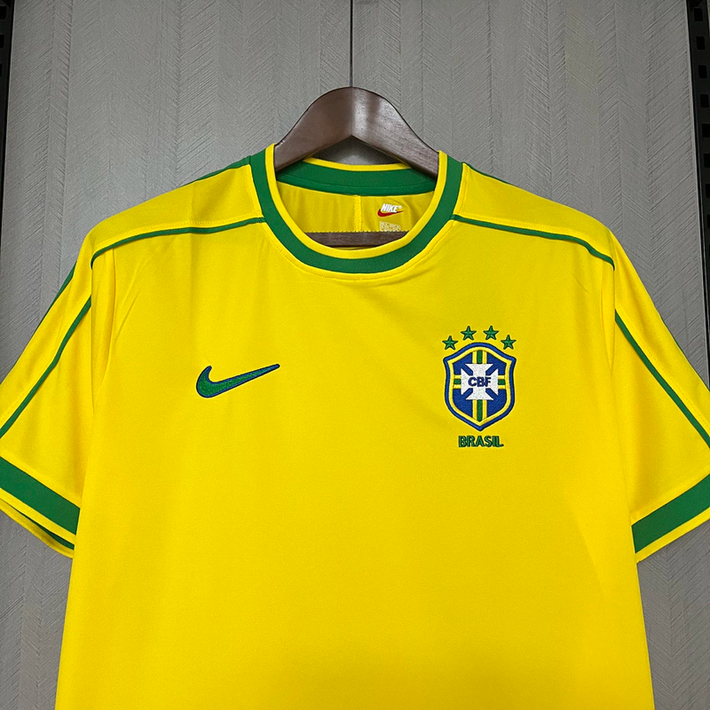 Camisa Brasil Home 1998 - Retrô Nike Masculino - Amarelo