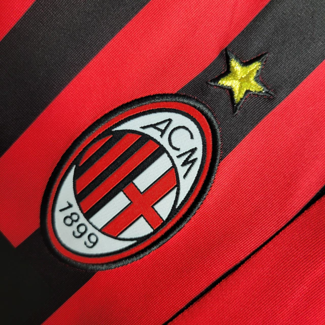 Camisa AC Milan Home 2007/08 - Retrô Adidas Masculino - Preto e Vermelho