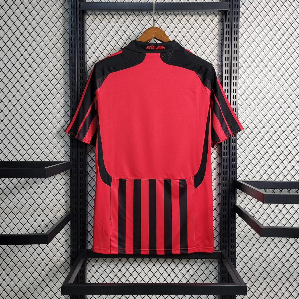 Camisa AC Milan Home 2007/08 - Retrô Adidas Masculino - Preto e Vermelho