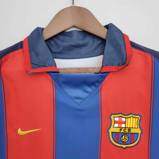 Camisa Barcelona Home 2003/04 - Retrô Nike Masculino - Azul e Grená