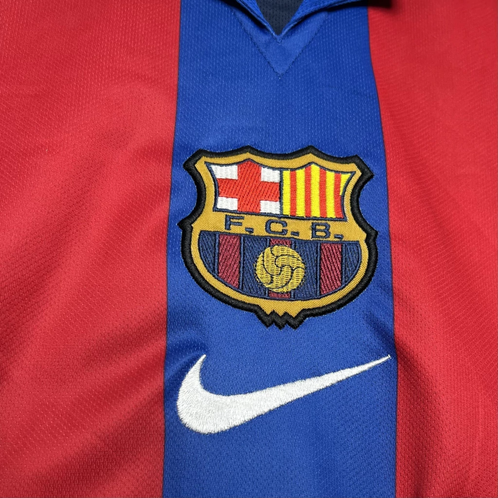 Camisa Barcelona Home 2001/02 - Retrô Nike Masculino - Azul e Grená