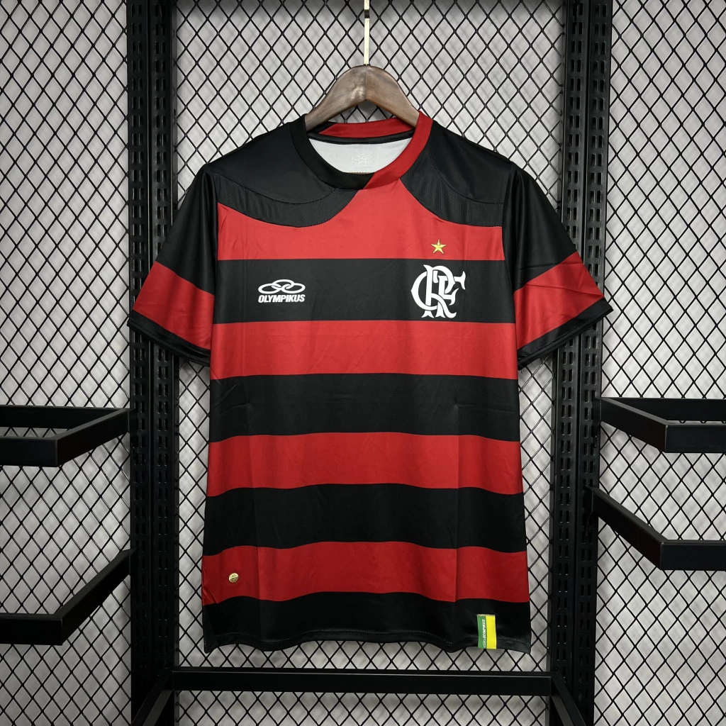 Camisa Flamengo Home 2009/10 - Retrô Olympikus Masculino - Preto e Vermelho