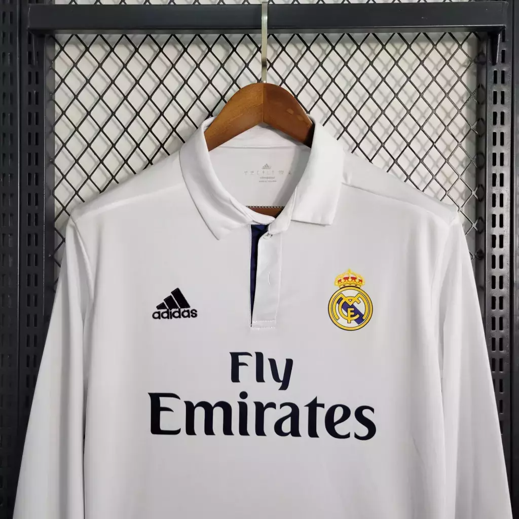 Camisa Real Madrid Home 2016/17 Manga Longa - Retrô Adidas Masculina - Branca