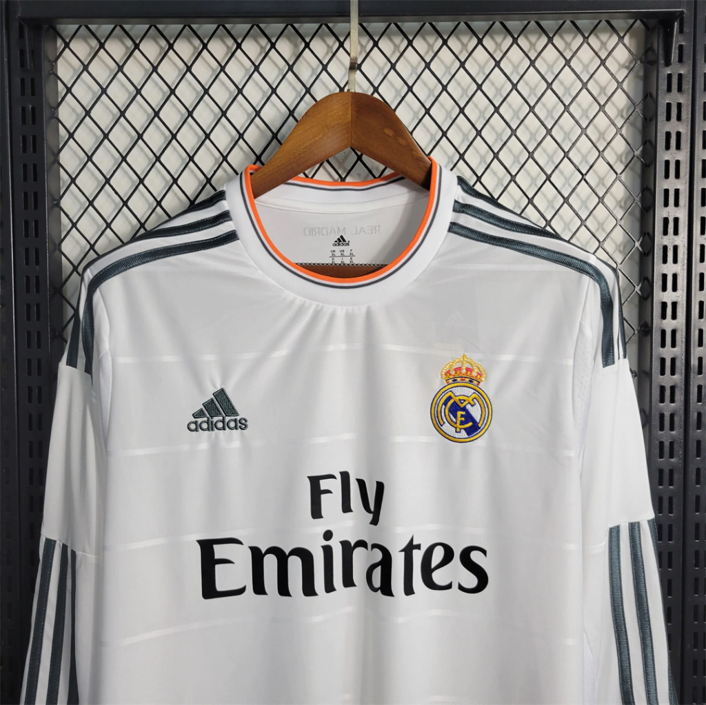 Camisa Real Madrid Home 2013/14 Manga Longa - Retrô Adidas Masculina - Branca