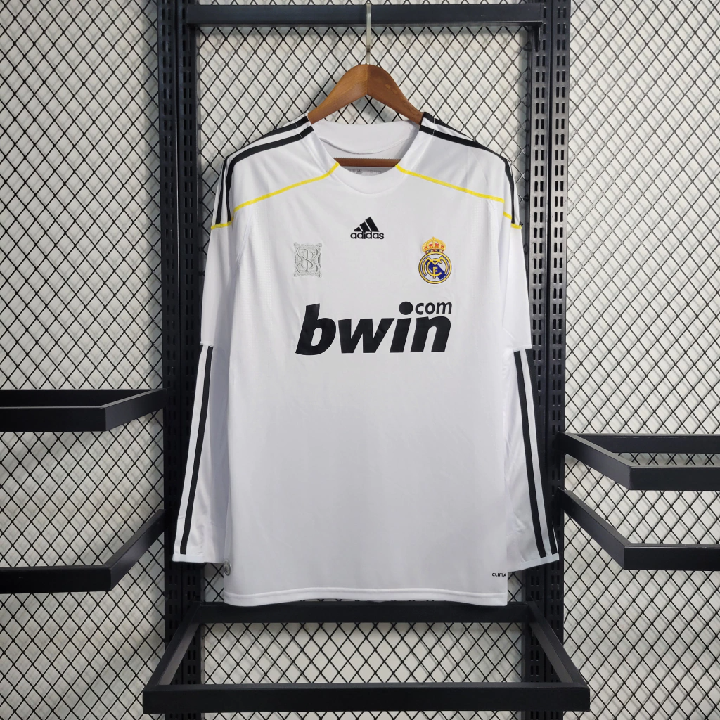 Camisa Real Madrid Home 2009/10 Manga Longa - Retrô Adidas Masculina - Branca