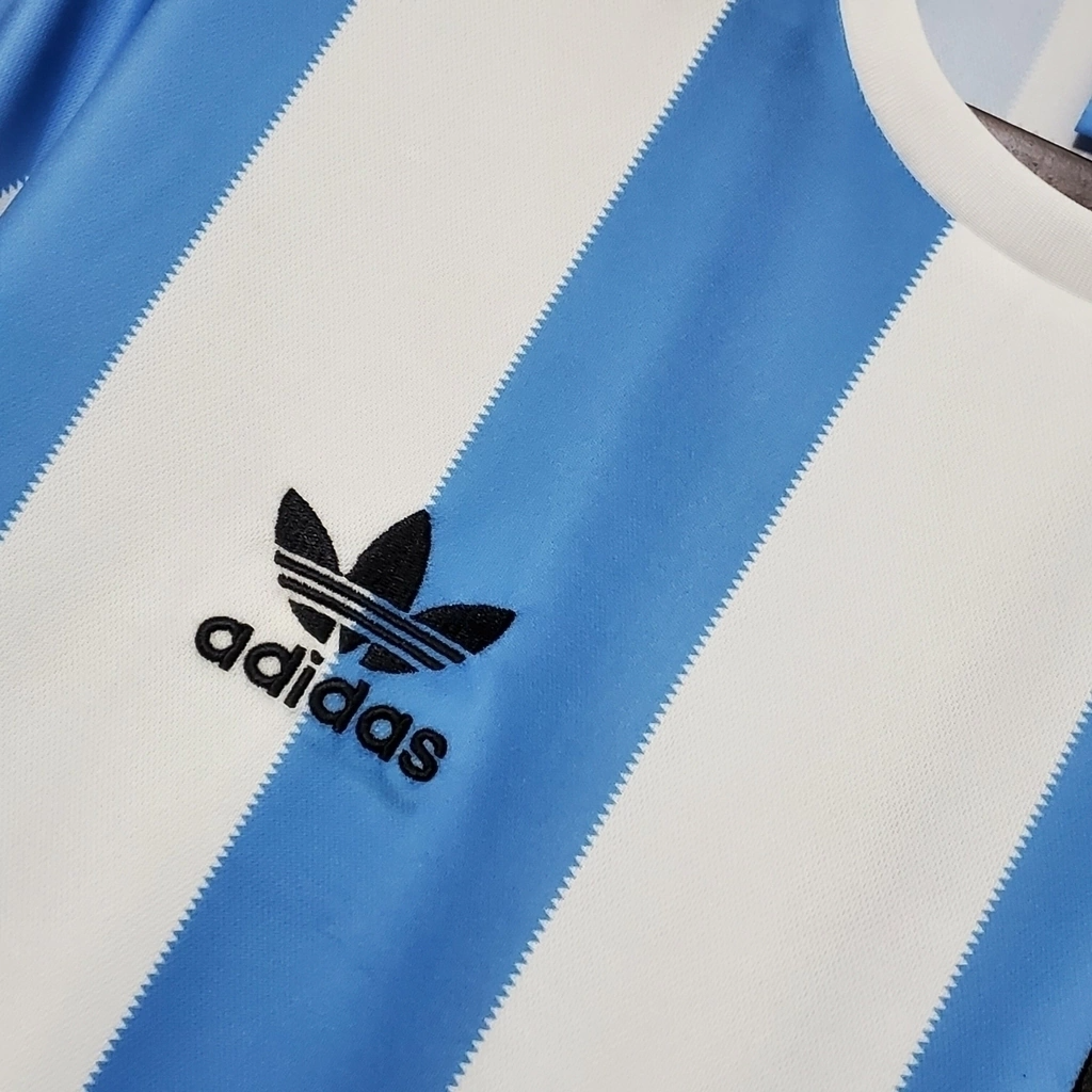 Camisa Argentina Home 1978 - Retrô Adidas Masculino - Azul e Branco