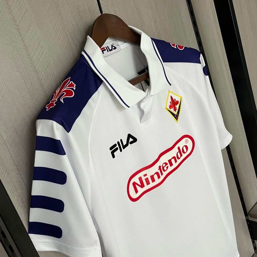 Camisa Fiorentina Away 1998/99 - Retrô Fila Masculino - Branco e roxo