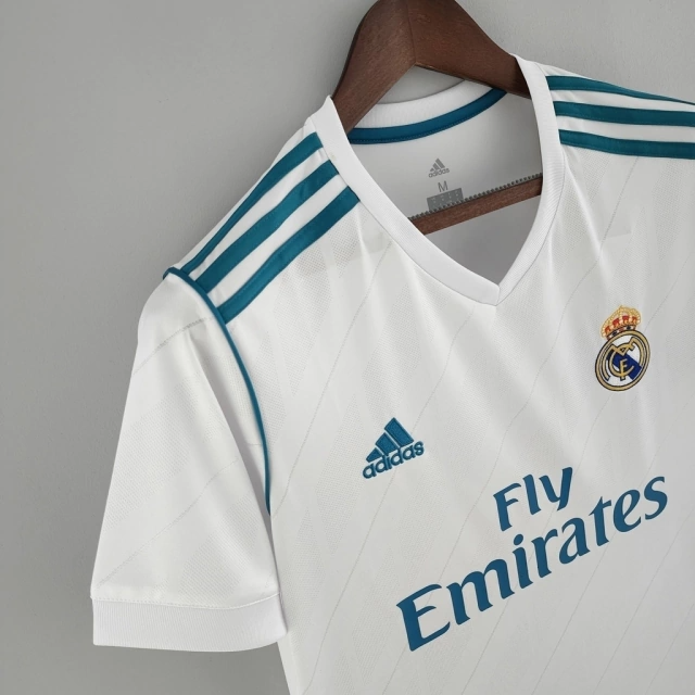 Camisa Real Madrid Home 2017/18 - Retrô Adidas Masculina - Branca