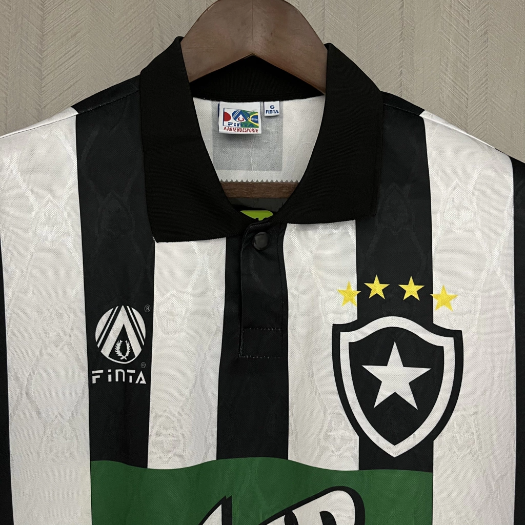 Camisa Botafogo Home 1995/96 - Retrô Finta Masculino - Preto e Branco