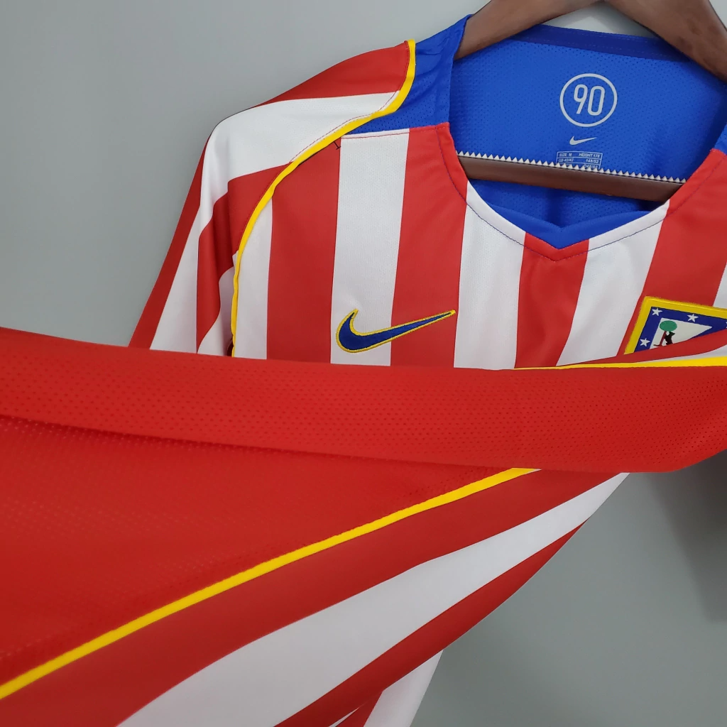 Camisa Atlético de Madrid Home 2004/05 - Retrô Adidas Masculino - Vermelho e Branco