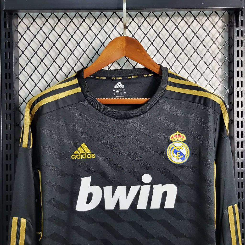Camisa Real Madrid Away 2011/12 Manga Longa - Retrô Adidas Masculina - Preta