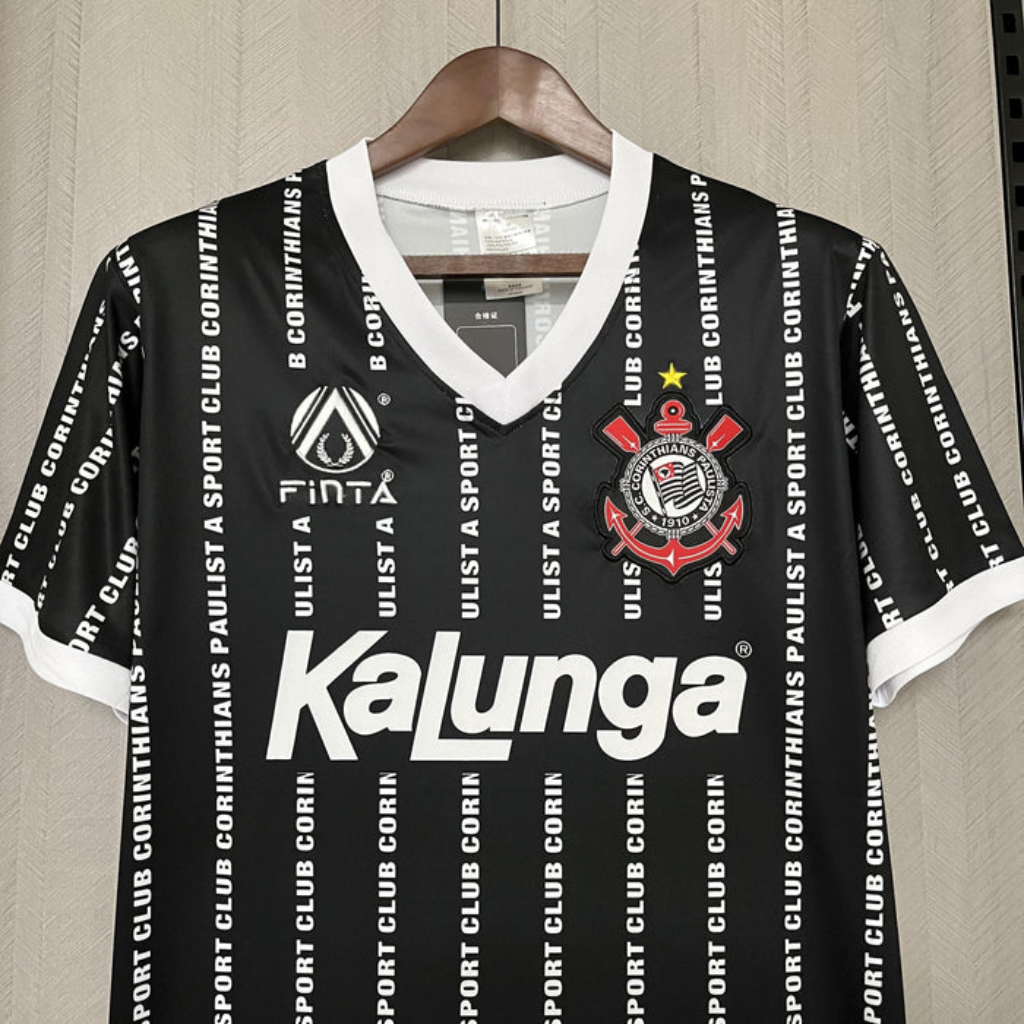 Camisa Corinthians Away 1994/95 - Retrô Finta Masculino - Preto e Branco