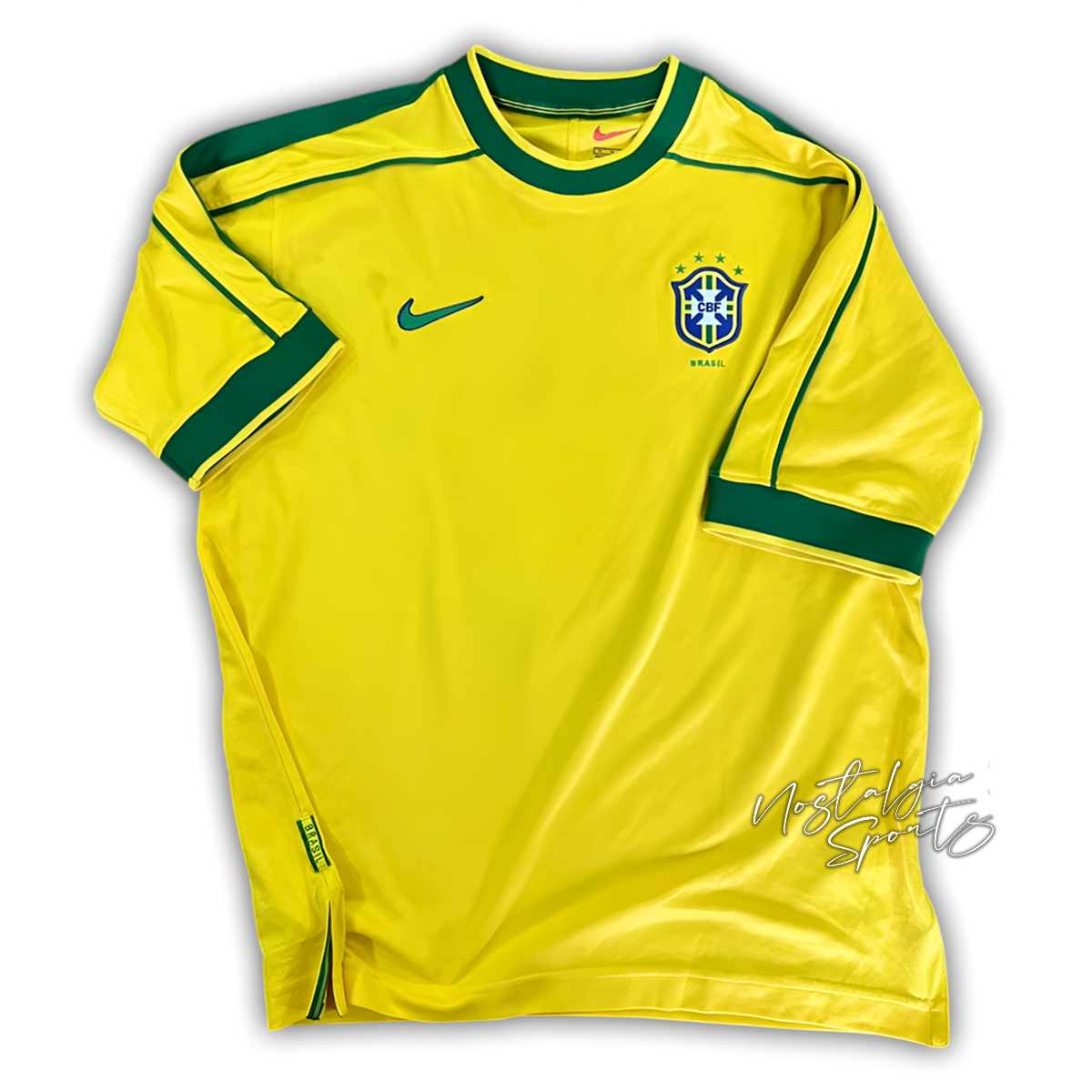 Camisa Brasil Home 1998 - Retrô Nike Masculino - Amarelo