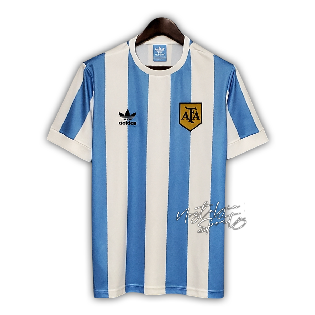Camisa Argentina Home 1978 - Retrô Adidas Masculino - Azul e Branco