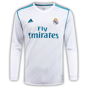 Camisa Real Madrid Home 2017/18 Manga Longa - Retrô Adidas Masculina - Branca