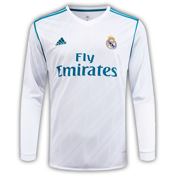 Camisa Real Madrid I Manga Longa 2017/18 - Retrô Adidas