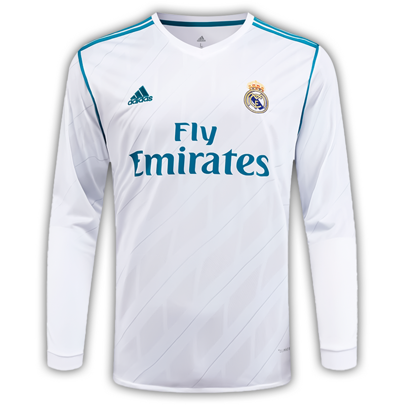 Camisa Real Madrid I Manga Longa 2017/18 - Retrô Adidas