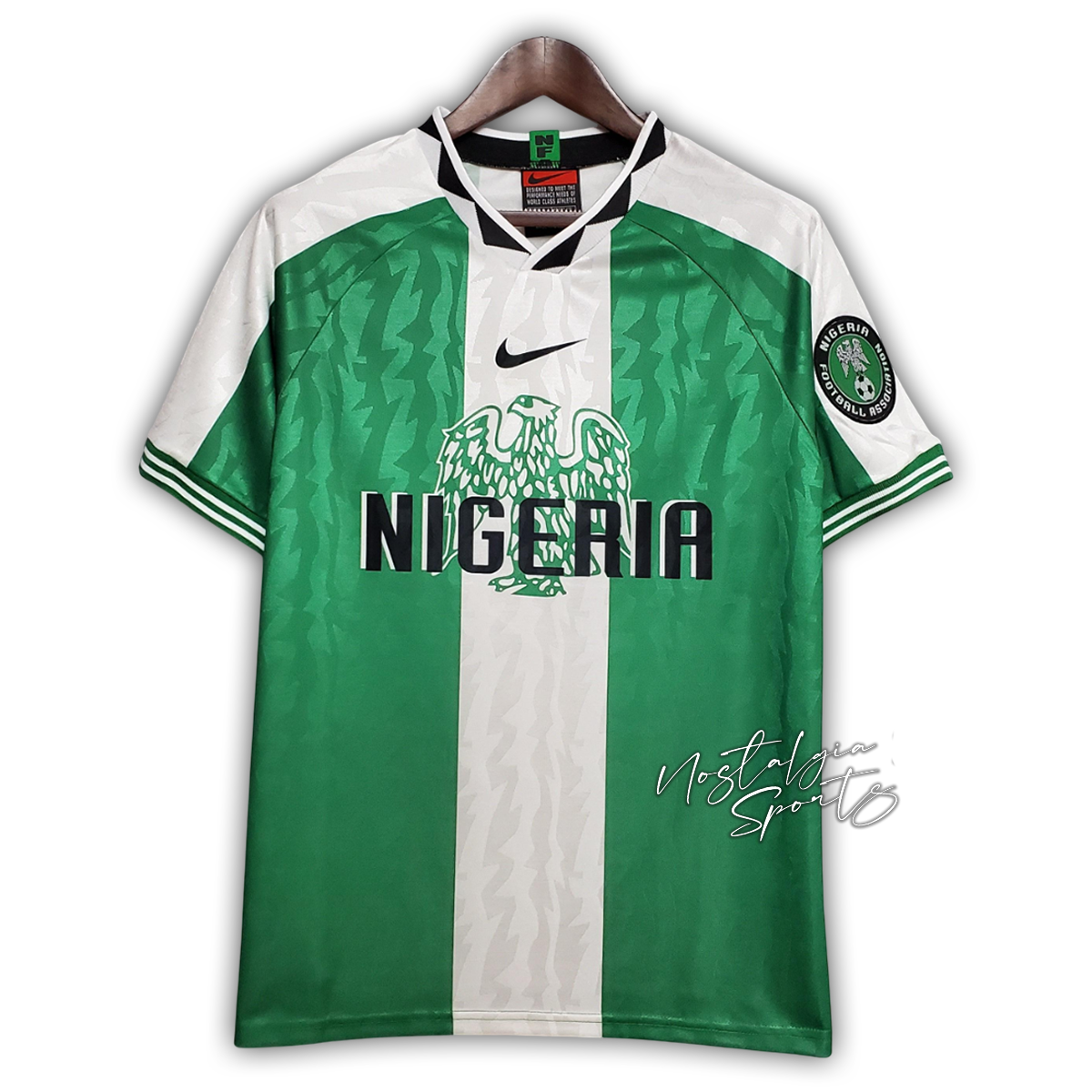 Camisa Nigéria Home 1996 - Retrô Nike Masculino - Verde e Branco