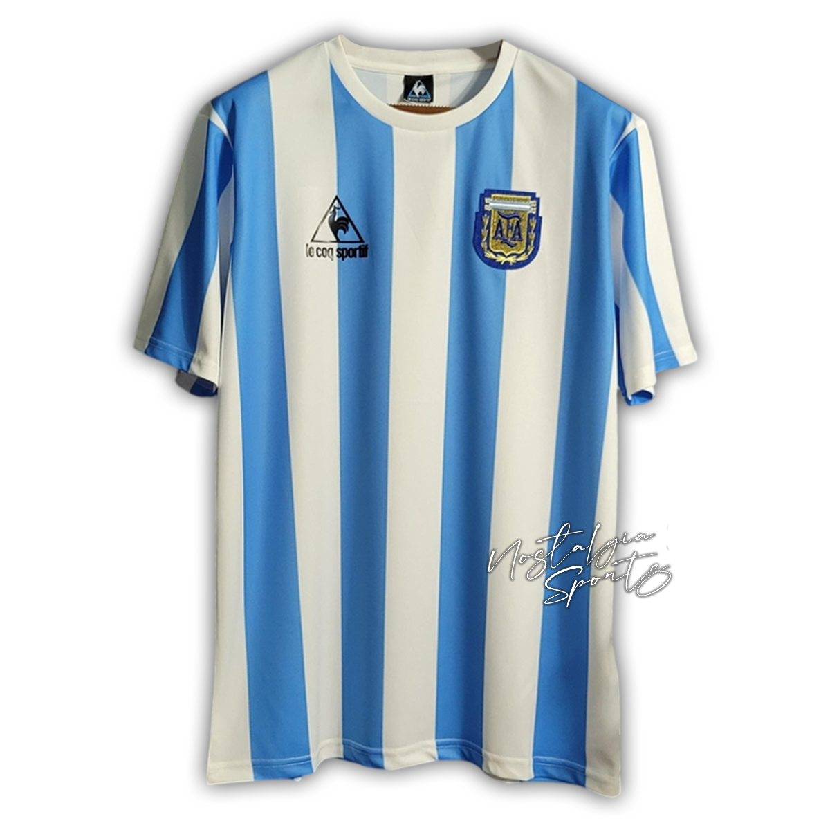 Camisa Argentina Home 1986 - Retrô Le Coq Sportif Masculino - Azul e Branco