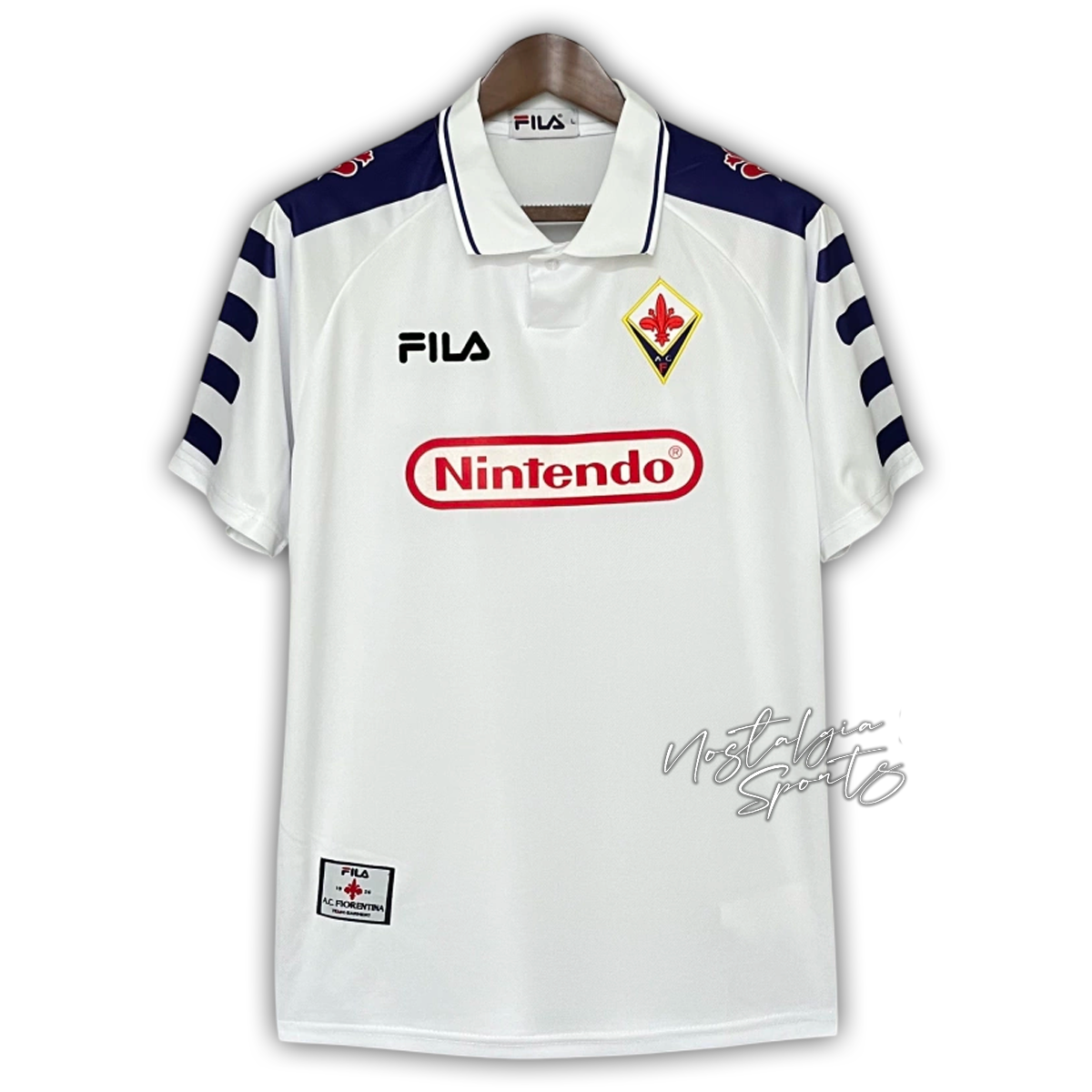 Camisa Fiorentina Away 1998/99 - Retrô Fila Masculino - Branco e roxo