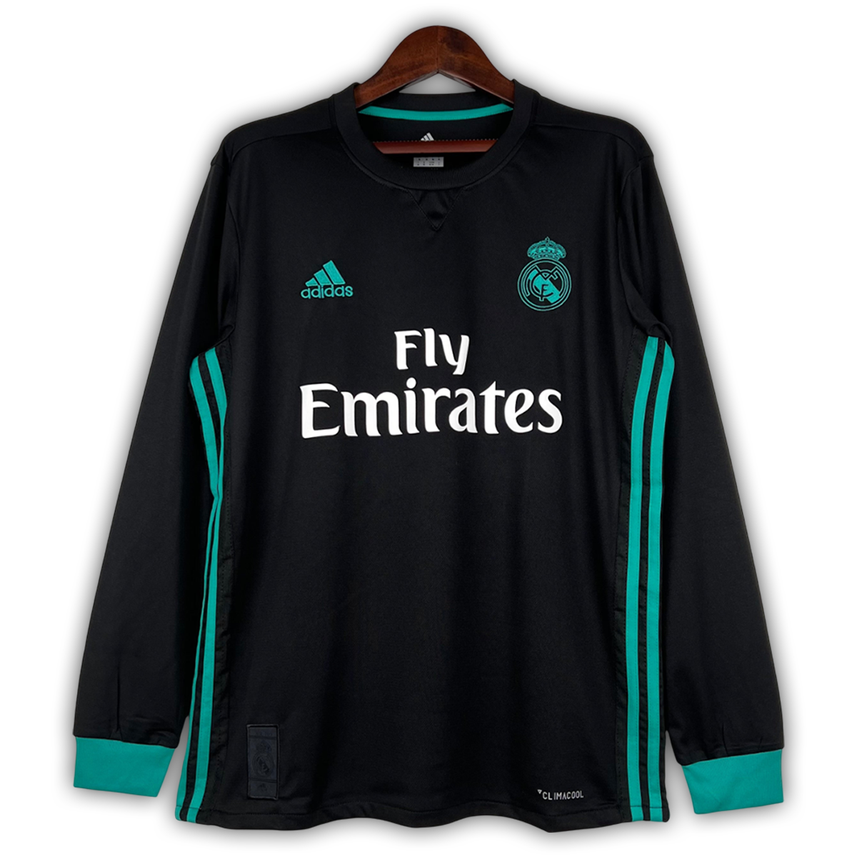 Camisa Real Madrid Away 2017/18 Manga Longa - Retrô Adidas Masculina - Preta