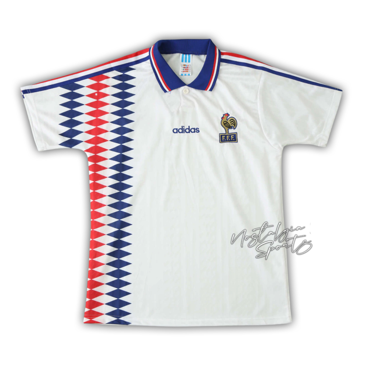 Camisa França Away 1994 - Retrô Adidas Masculino - Branco