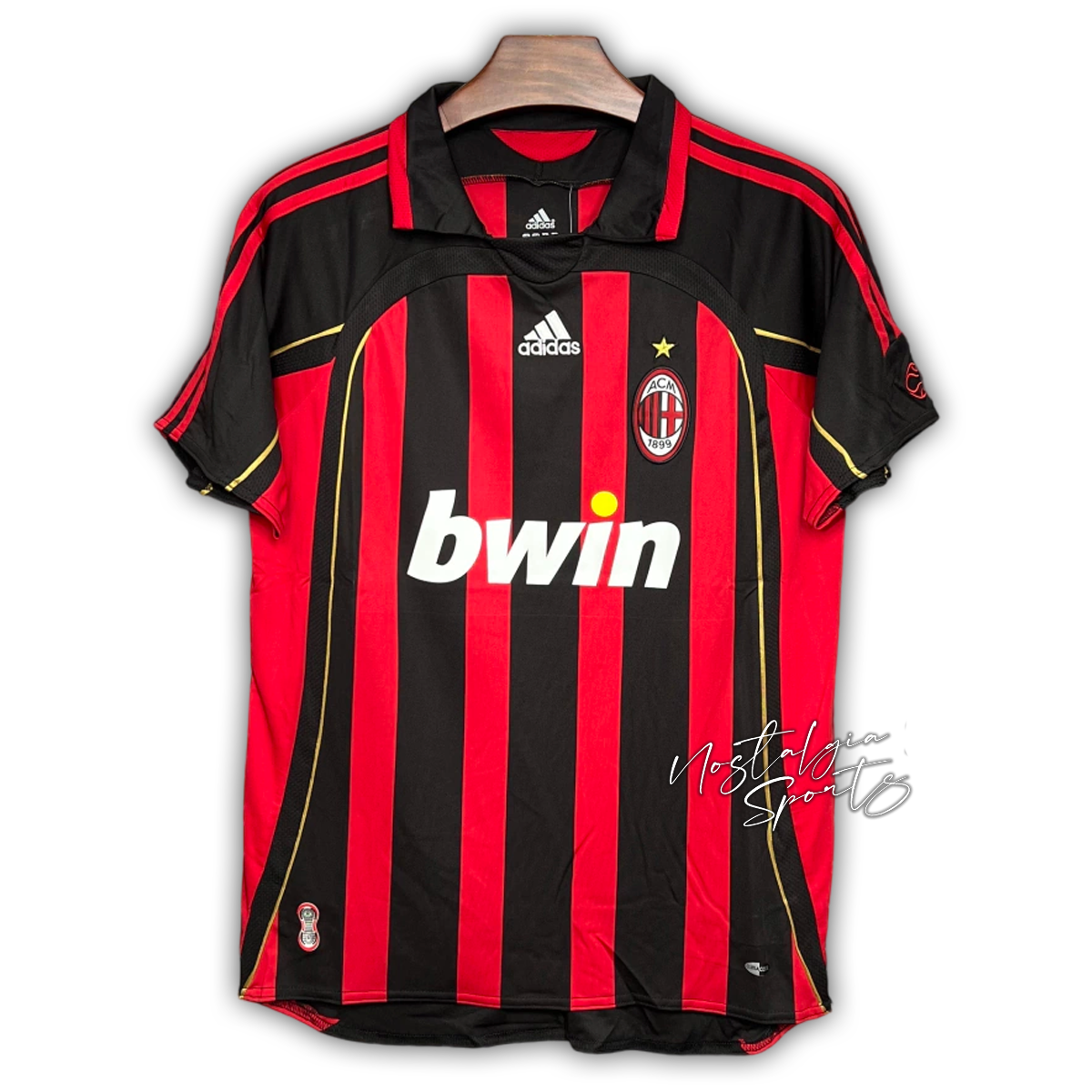 Camisa AC Milan Home 2006/07 - Retrô Adidas Masculino - Preto e Vermelho