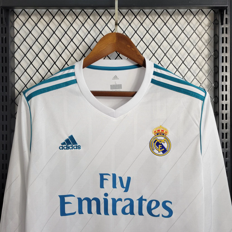 Camisa Real Madrid I Manga Longa 2017/18 - Retrô Adidas