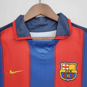 Camisa Barcelona Home 2003/04 - Retrô Nike Masculino - Azul e Grená