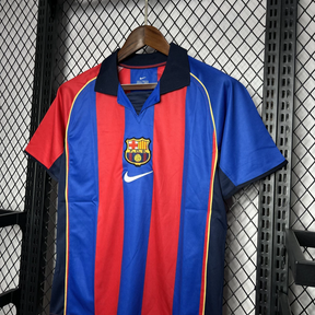 Camisa Barcelona Home 2001/02 - Retrô Nike Masculino - Azul e Grená