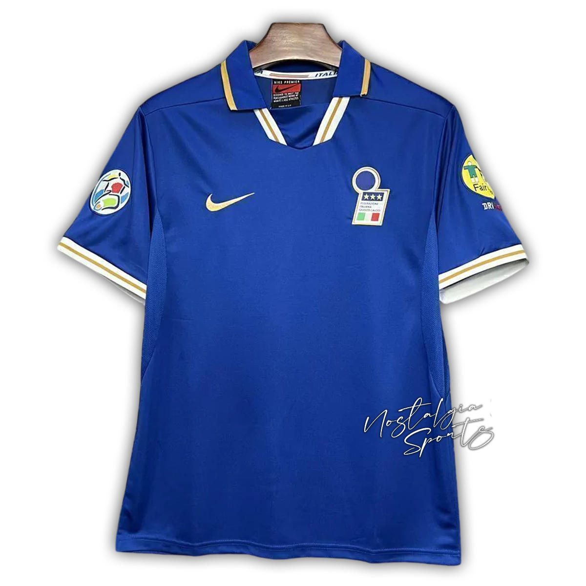 Camisa Itália Home 1996 - Retrô Nike Masculino - Azul