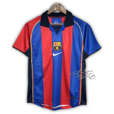 Camisa Barcelona Home 2001/02 - Retrô Nike Masculino - Azul e Grená