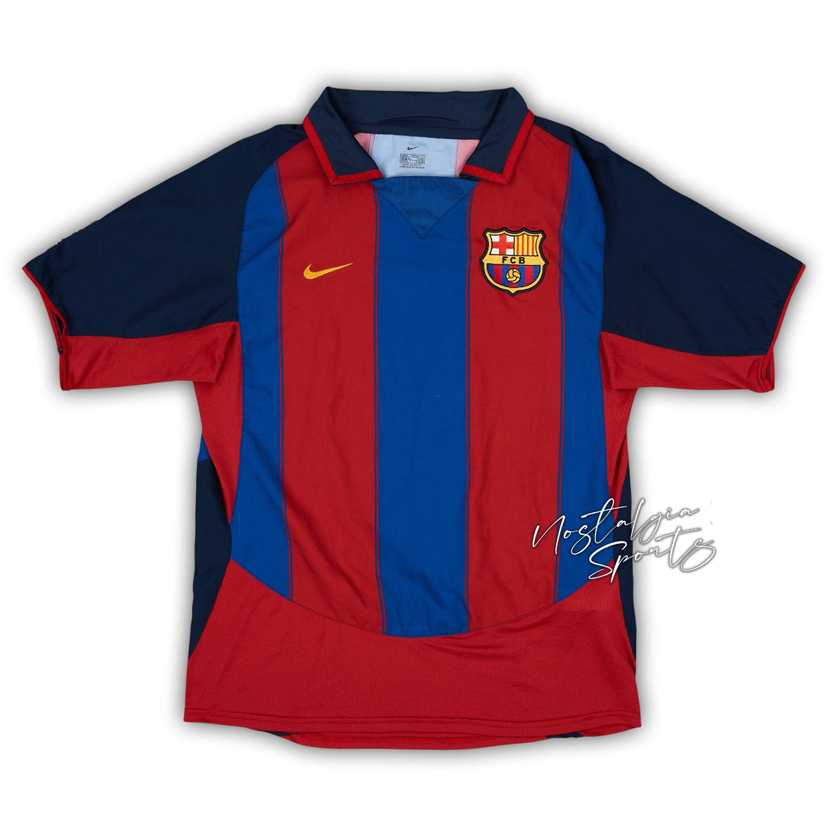 Camisa Barcelona Home 2003/04 - Retrô Nike Masculino - Azul e Grená