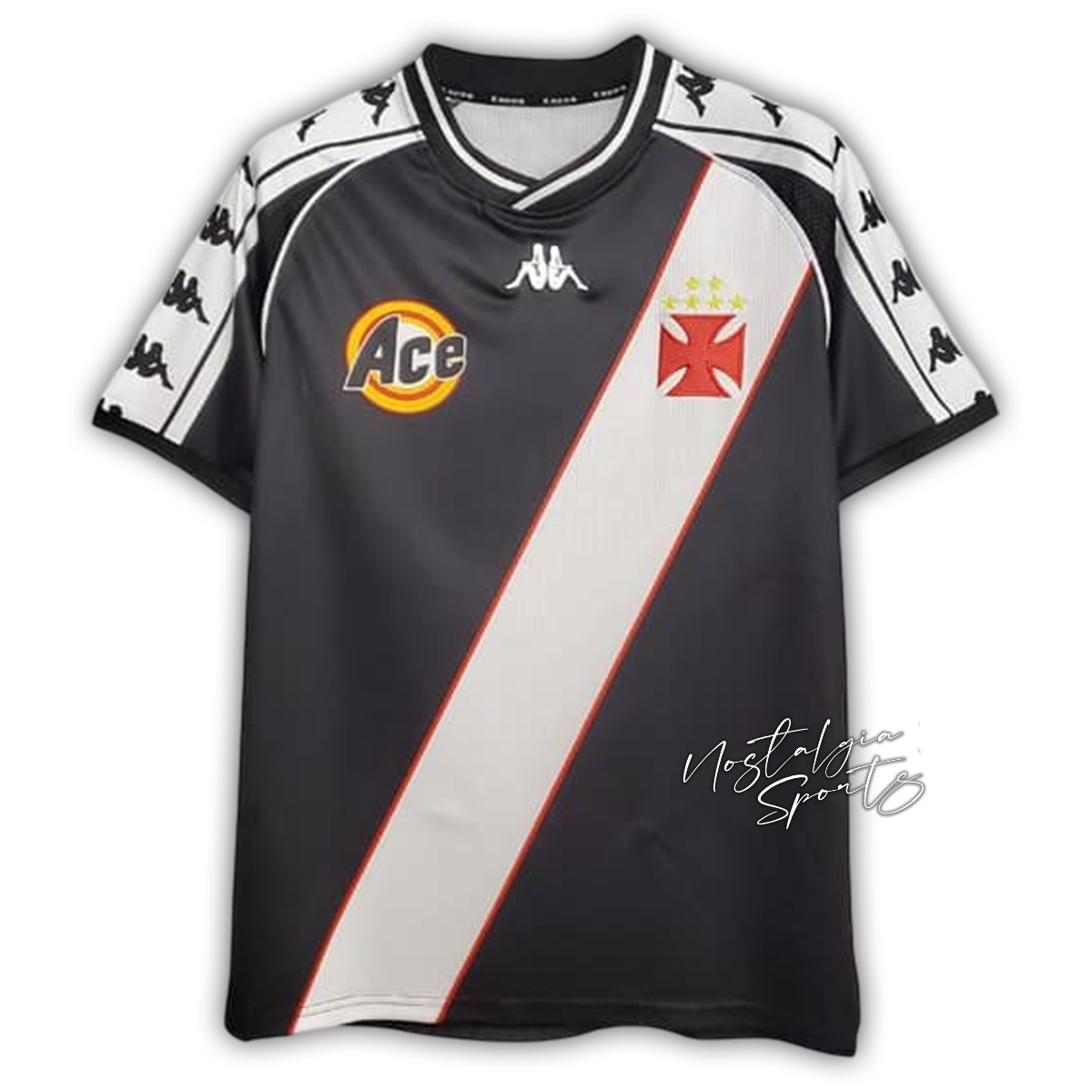 Camisa Vasco Away 1999/00 - Retrô Kappa Masculino - Preto e Branco