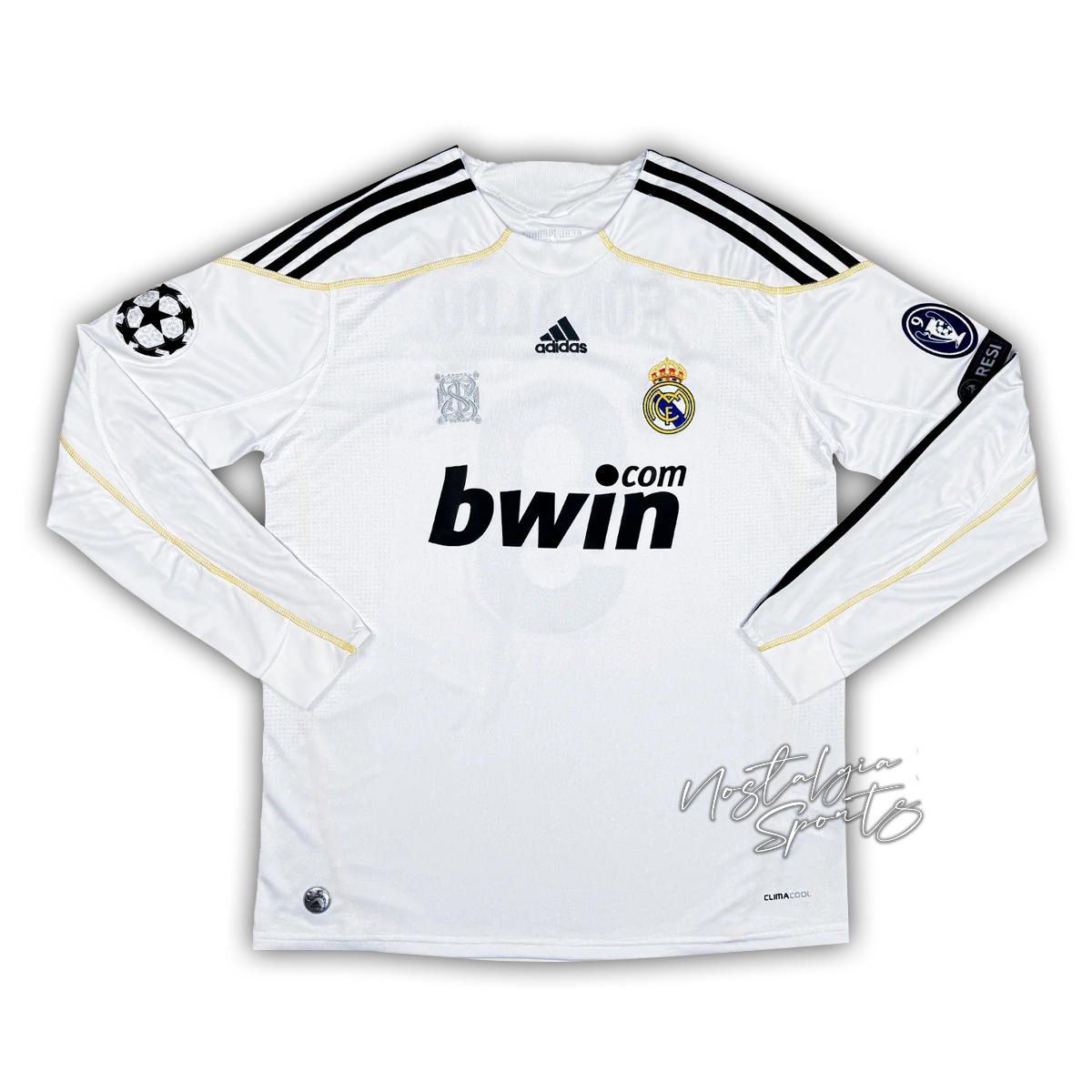 Camisa Real Madrid Home 2009/10 Manga Longa - Retrô Adidas Masculina - Branca