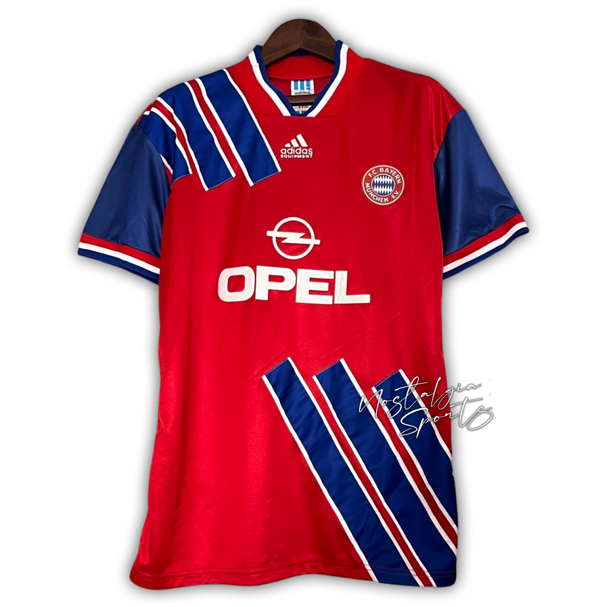 Camisa Bayern de Munique Home 1993/95 - Retrô Adidas Masculino - Vermelho e Azul