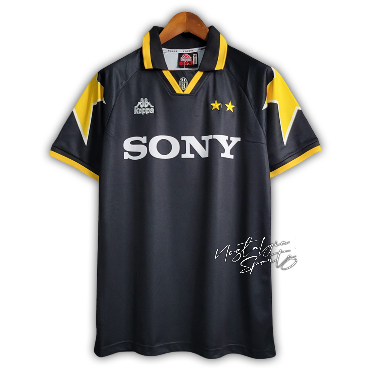 Camisa Juventus Third 1995/97 - Retrô Kappa Masculino - Preto e Amarelo
