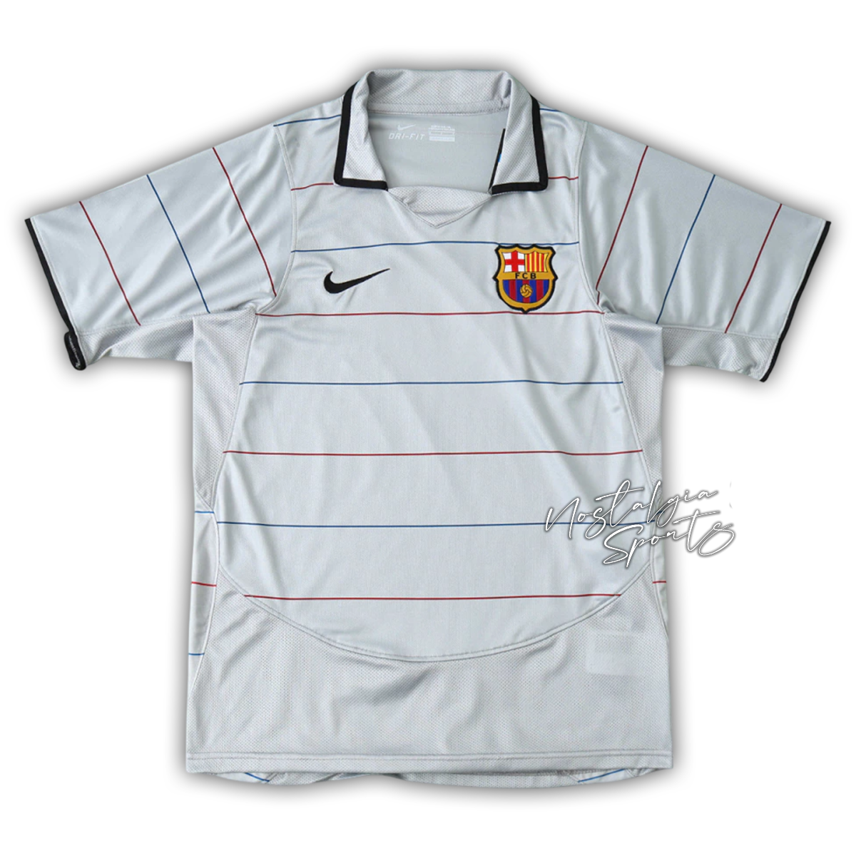 Camisa Barcelona Away 2003/04 - Retrô Nike Masculino - Cinza