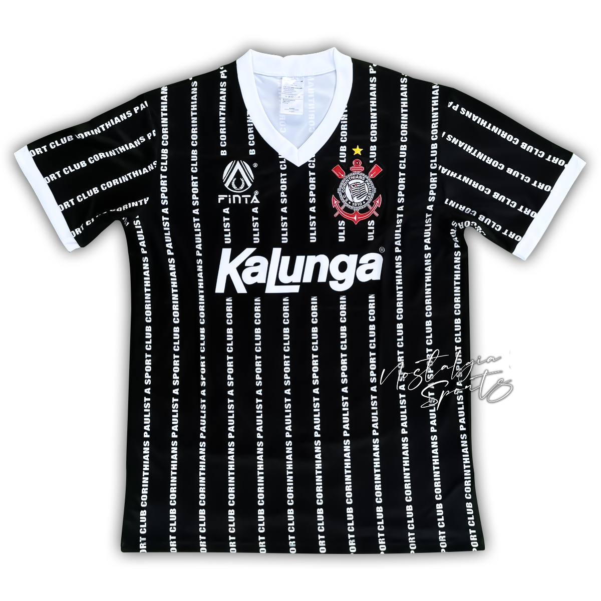 Camisa Corinthians Away 1994/95 - Retrô Finta Masculino - Preto e Branco