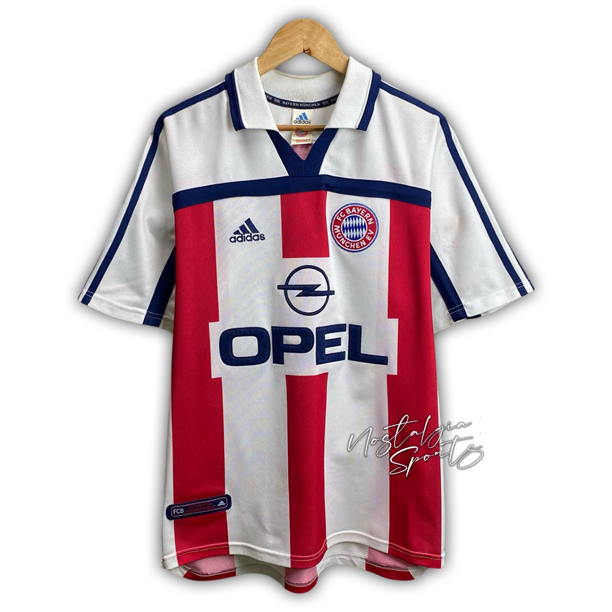 Camisa Bayern de Munique Away 2000/01 - Retrô Adidas Masculino - Branco e Vermelho