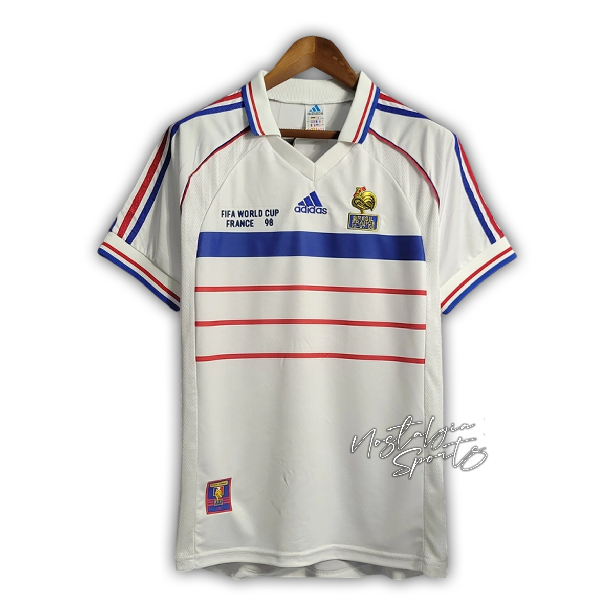 Camisa França Away 1998 - Retrô Adidas Masculino - Branco