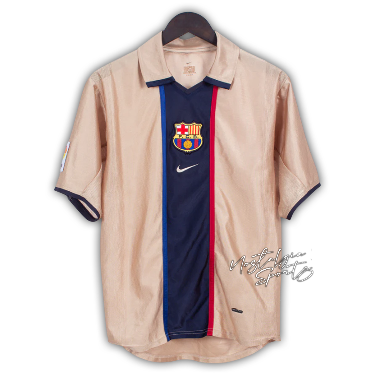 Camisa Barcelona Away 2001/02 - Retrô Nike Masculino - Bege